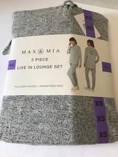Max  Mia Women's 2 Piece Live In Lounge Set Pullover Hoodie  Pant, Size XS