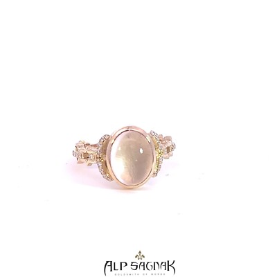 Alp Sagnak 18K Gelbgold Ring Diamant Rosenquarz