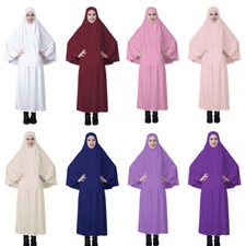 Set Muslim Women Prayer Hijab Dress Abaya Khimar Scarf Burqa Niqab Islam Clothes