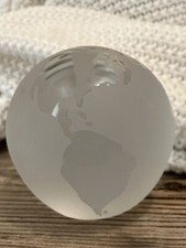 Clear Etched Glass Earth Globe Paper Weight