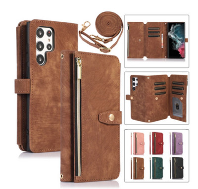 Luxury Zipper PU Leather Magnetic Shockproof Card Flip Wallet Phone Case Cover