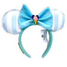 Disney-Beach Club Resort Ice Cream Bow Headband Loungefly Blue Minnie Mouse Ears