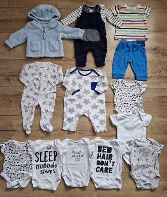 Baby Boy Clothes Bundle 0-3 Months Outfits George TU 14 Items