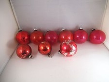 Vintage Lot of 9 Mercury Glass Christmas Ornament Pink Red