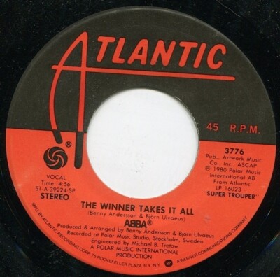 Abba The Winner Takes It All / Elaine Vinyl Single 7inch Atlantic