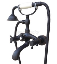 Black Oil Rubbed Bronze Clawfoot Bathtub Bath Faucet Handheld Shower Mixer Tap