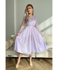 Abito donna - Con manichetta in tulle – Viola
