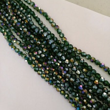 95pc 8mm Round Faceted Fern Green AB Glass Beads AUS Free Postage B10