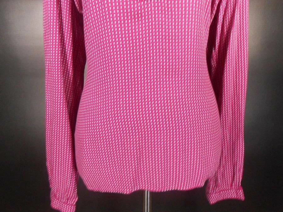 Linda Blusa Feminina Grande Tommy Hilfiger Roxa Geométrica Manga Longa - Imagem 3 de 4