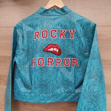  Reworked Blue Faux Snake Skin Jacket  Rocky  Horror On Back Large