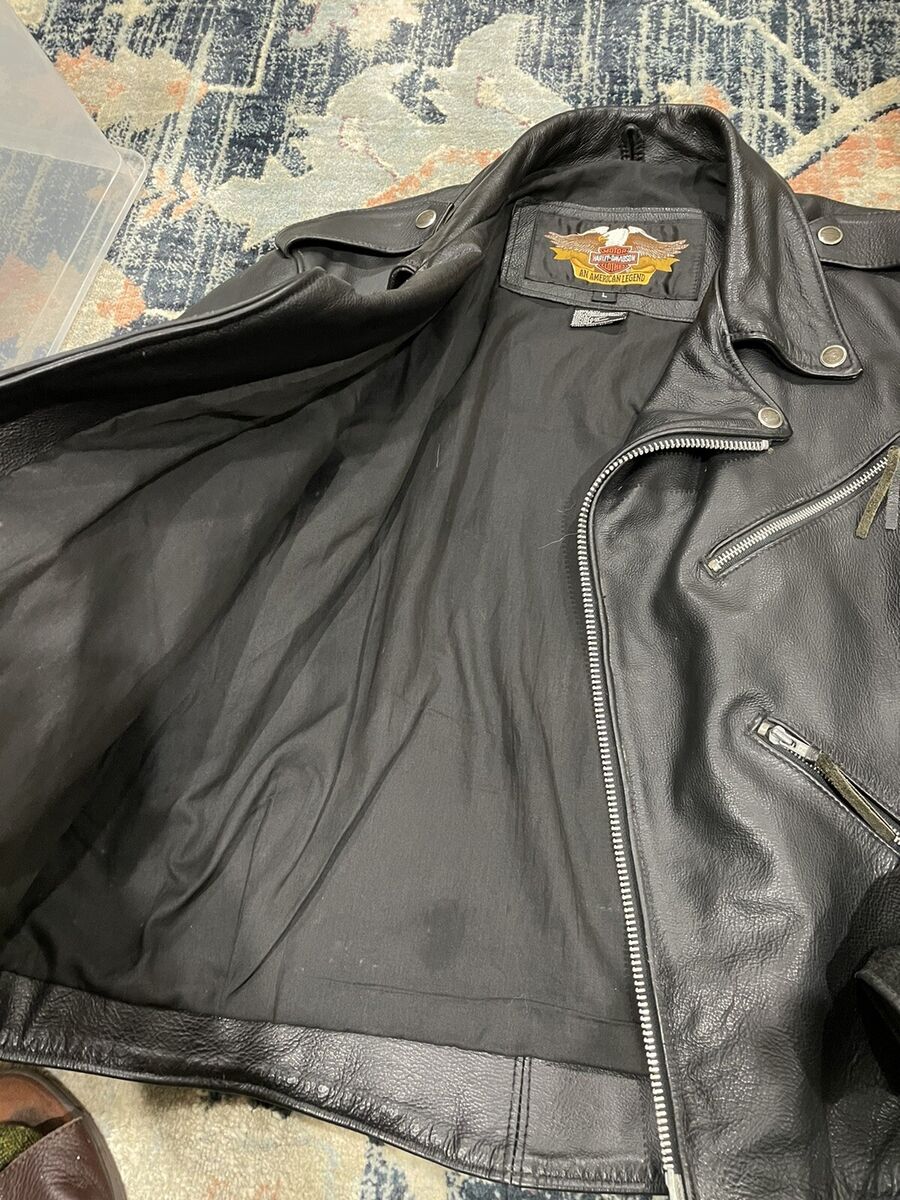 Vintage Harley Davidson CA03402 Leather Jacket-Black-Made in Vintage Harley Davidson CA03402 Leather Jacket-Black-Made in