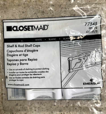 NEW ClosetMaid Closet Maid Shelf & Rod Shelf End Caps 77545 white (Pack of 2)