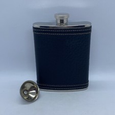 Stainless Steel, Leather Effect 6ish Hip Flack & Funnel Saxon Hide g made in Eng
