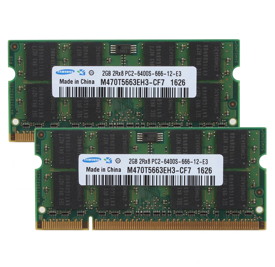 Samsung 4GB 2x 2GB PC2-6400 DDR2-800MHz SODIMM Laptop Memory RAM 2 GB PC6400 4 G - Image 2 of 4