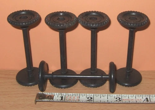 5 Old 1950's Marx WHEELS For Army Training Ctr Vehicles & Tom Corbett Space Car