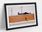 LS LOWRY,  MAN LYING ON A WALL- FRAMED WALL ARTWORK PICTURE POSTER PRINT