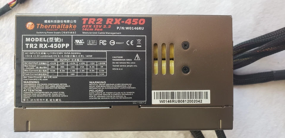 Thermaltake Tr2 Rx-450PP 450w ATX 12v Ver2.2 Passive PFC Modular Power Supply - Image 2 of 4