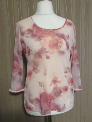 CR1172 APRIORI Damen Bluse  Gr. 42 rose pink geblümt doppellagig 3/4 Arm