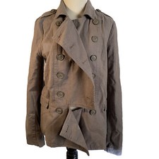 Leith Jacket S Gray Cutaway Officer Military Trench Double Breast Buttons Collar