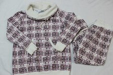 Pajamagram size medium purple/white/gray two-piece fuzzy cowl neck sweatsuit