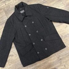 Tumi T Tech Peacoat Jacket Double Breasted Wool Blend Coat Commuter Men Large