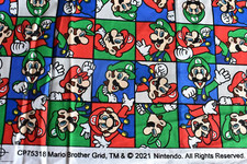 MARIO BROTHER GRID NINTENDO ALLOVER PRINT 100 COTTON FABRIC 27X43 INCHES