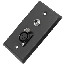 Black Stainless Steel Wall Plate - One 1/4" TS Mono Jack and One XLR Female
