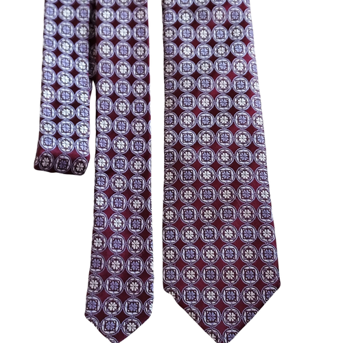 Hugo Boss Geometric Necktie Mens 100% Silk Floral Tie Textured Made in Italy - Picture 4 of 7