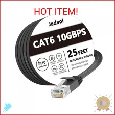 Jadaol Cat 6 Ethernet Cable 25 ft, 10Gbps Support Cat8 Cat7 Network, Flat RJ45 L