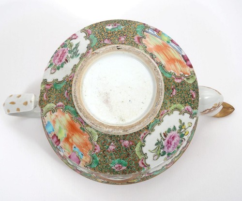Antique 19th Century Export Chinese Rose Medallion Painted Porcelain Teapot - Picture 7 of 7
