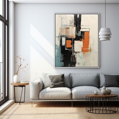 Orange Wall Art Abstract Hand Painted on Oil Painting Home Decor Simple 
