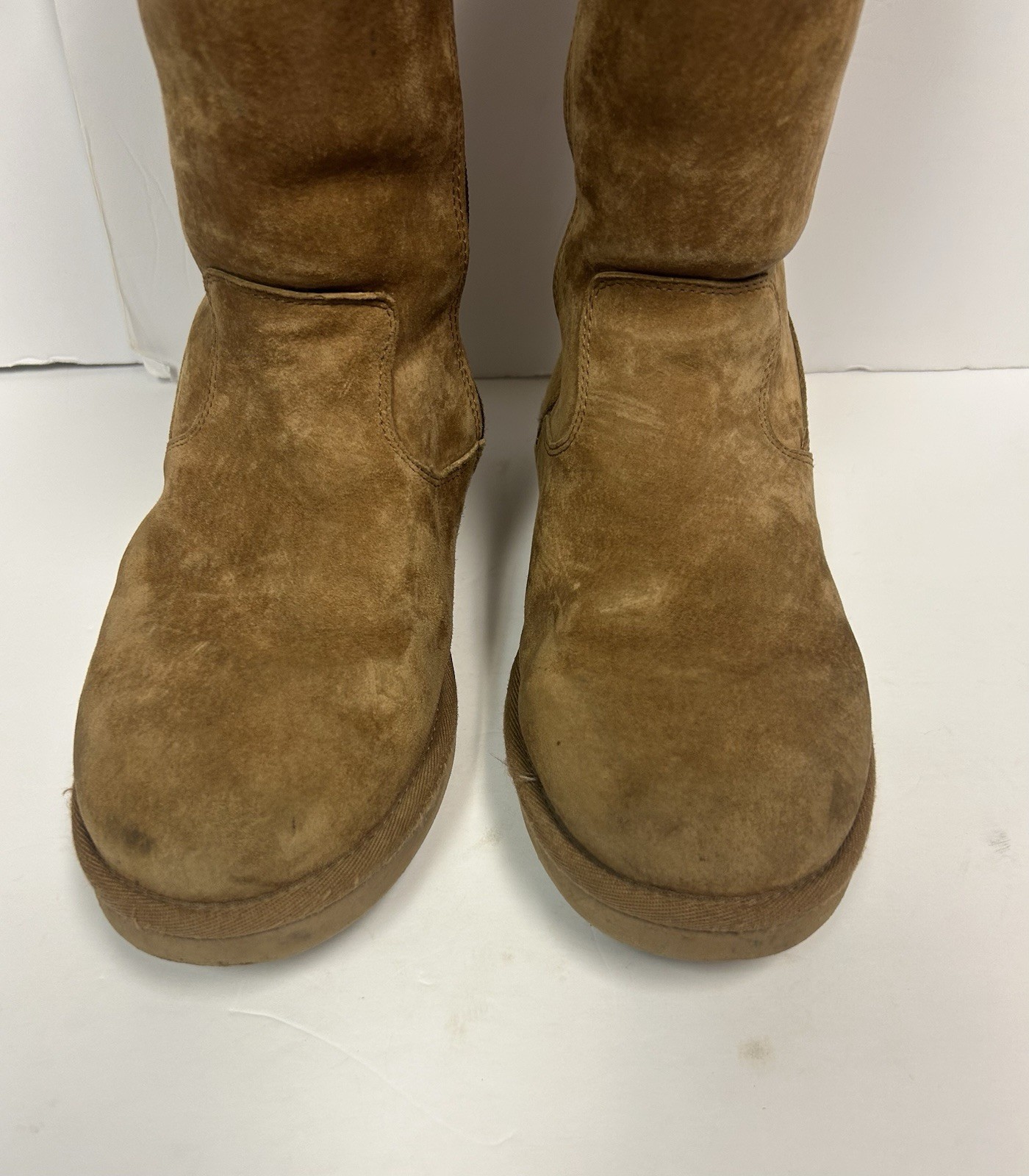 UGG Australia Boots Women 8 Alber Chestnut Suede Tall Zip Up Suede Sheepskin