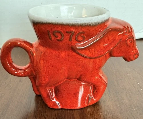 Vintage FRANKOMA Pottery 1976 Bicentennial Red Democrat Donkey Mug