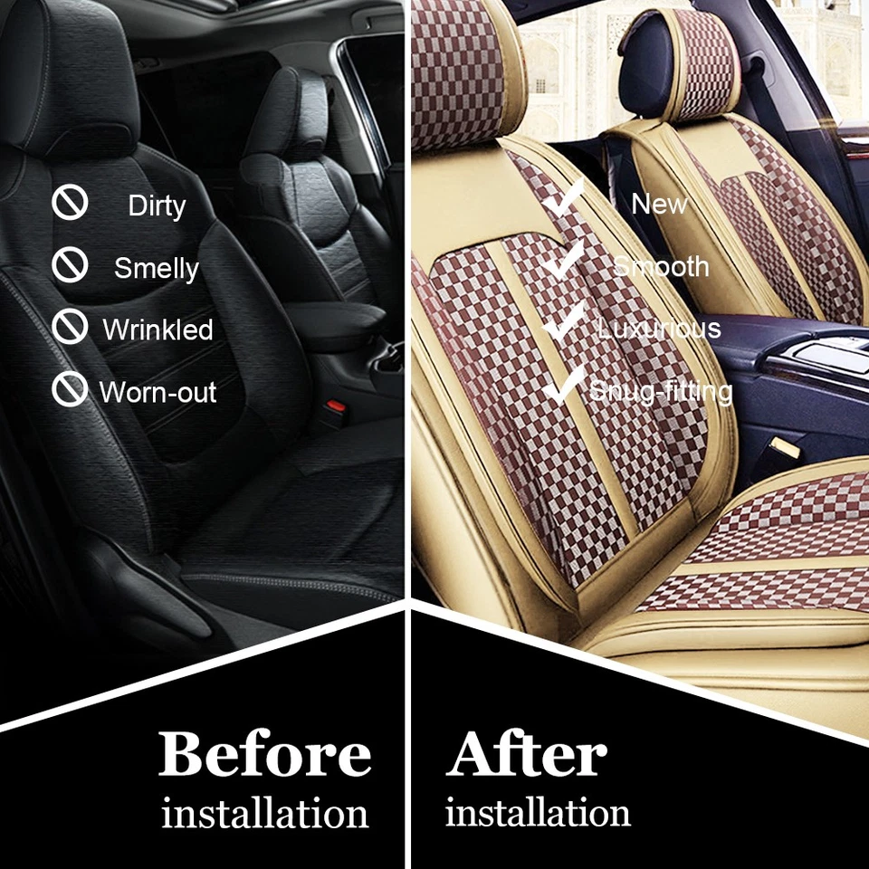 For Mercedes-Benz Car Seat Cover 5-Seat Front & Rear Full Set PU Leather Cushion Foto 2 de 4