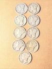 9 SILVER MERCURY DIMES WITH DATES lot Couple Of Key Dates