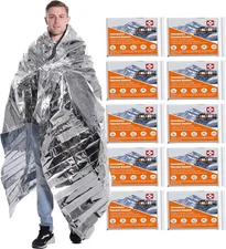 10 Pack Mylar Emergency Blankets Survival Compact Insulated Camping First Aid