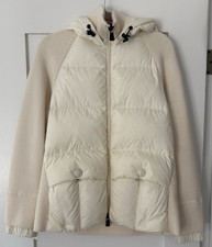 Moncler Maglione Tricot Cardigan Ivory Down Puffer Jacket Sweater Size Small