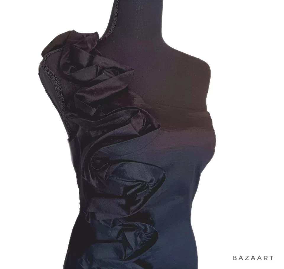 Vestido Adrianna Papell Negro Una Correa Ajustado Alta Costura Stlye Talla L Cóctel Baile de graduación  Foto 4 de 4