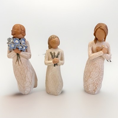 THREE Willow Tree Angel Of Remembrance Forget Me Nots Figurines Susan Lordi Set