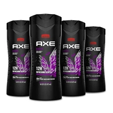 4 Pack Axe Body Wash Crisp Coconut Black Pepper Body Face, Refreshing 16Oz
