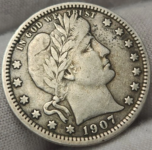 1907-P Barber Silver Quarter - Very Fine Condition - Q-07b