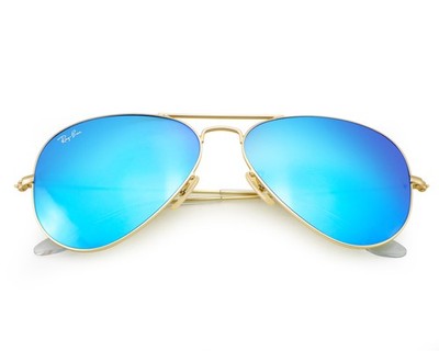 Ray-Ban RB3025 Aviator Flash Gold Frame Blue Flash Lenses 58mm Unisex Sunglasses