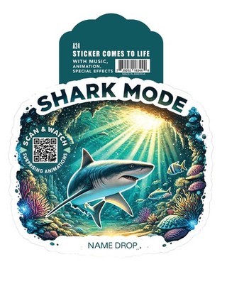 Shark Mode Reef AR Sticker Scan to Watch Come to Life 3D Animated Vinyl Decal