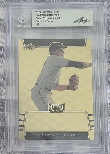 2019 Leaf Metal Draft 1/1 Christian Cairo Pre-Production Proof Prismatic Gold - Picture 1 of 2