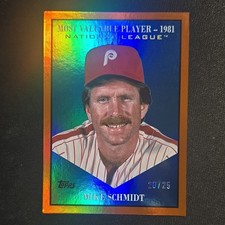 Retired Number Match for Phillies Mike Schmidt MVP Orange Foil 20/25 2025 Topps