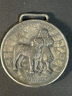 M.D. Wells Company Wells Shoes Chicago Girl Mastiff Dog Advertising Watch Fob