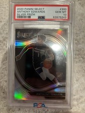 2020 PANINI SELECT SILVER PRIZM #300 ANTHONY EDWARDS ROOKIE RC PSA 10