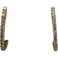 14k Yellow Gold Round Diamond Hoop Huggie Earrings 0.25CT