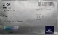 Vtg Swarovski 3400 Crystal Bead 001 360 Pieces Sealed Pack Foiled