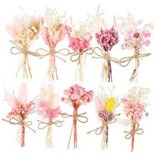 10 Pack Mini Dried Flower Bouquets Natural Small Dry Flowers with Pink Series